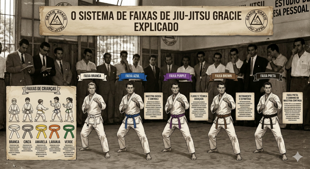 BJJ belt system progression chart showing white to black belt ranks at Mastery Martial Arts Bangkok